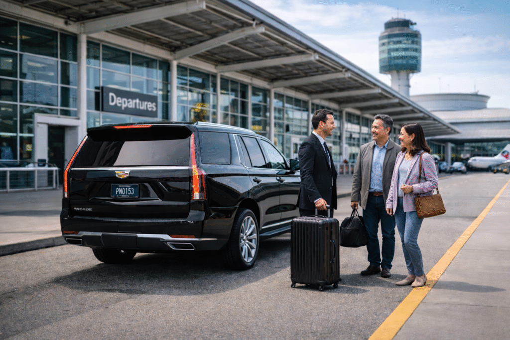 yvr transfers with a luxury black car
