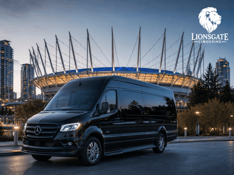 Lionsgate Limousine luxury vehicle for FIFA World Cup 2026 transportation in Vancouver at BC Pl