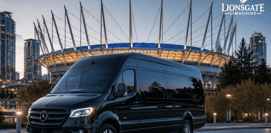 Lionsgate Limousine luxury vehicle for FIFA World Cup 2026 transportation in Vancouver at BC Pl