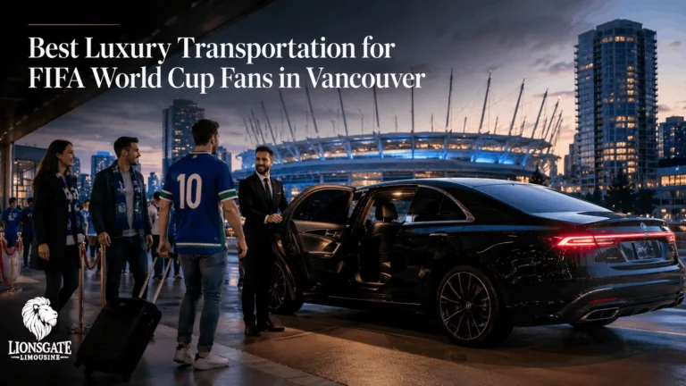 Luxury black car service for FIFA World Cup fans traveling in Vancouver with Lionsgate Limousine.