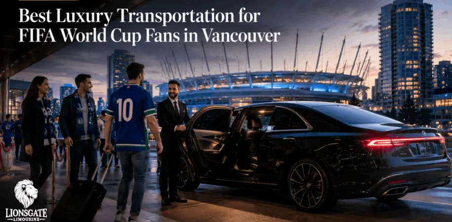 Luxury black car service for FIFA World Cup fans traveling in Vancouver with Lionsgate Limousine.